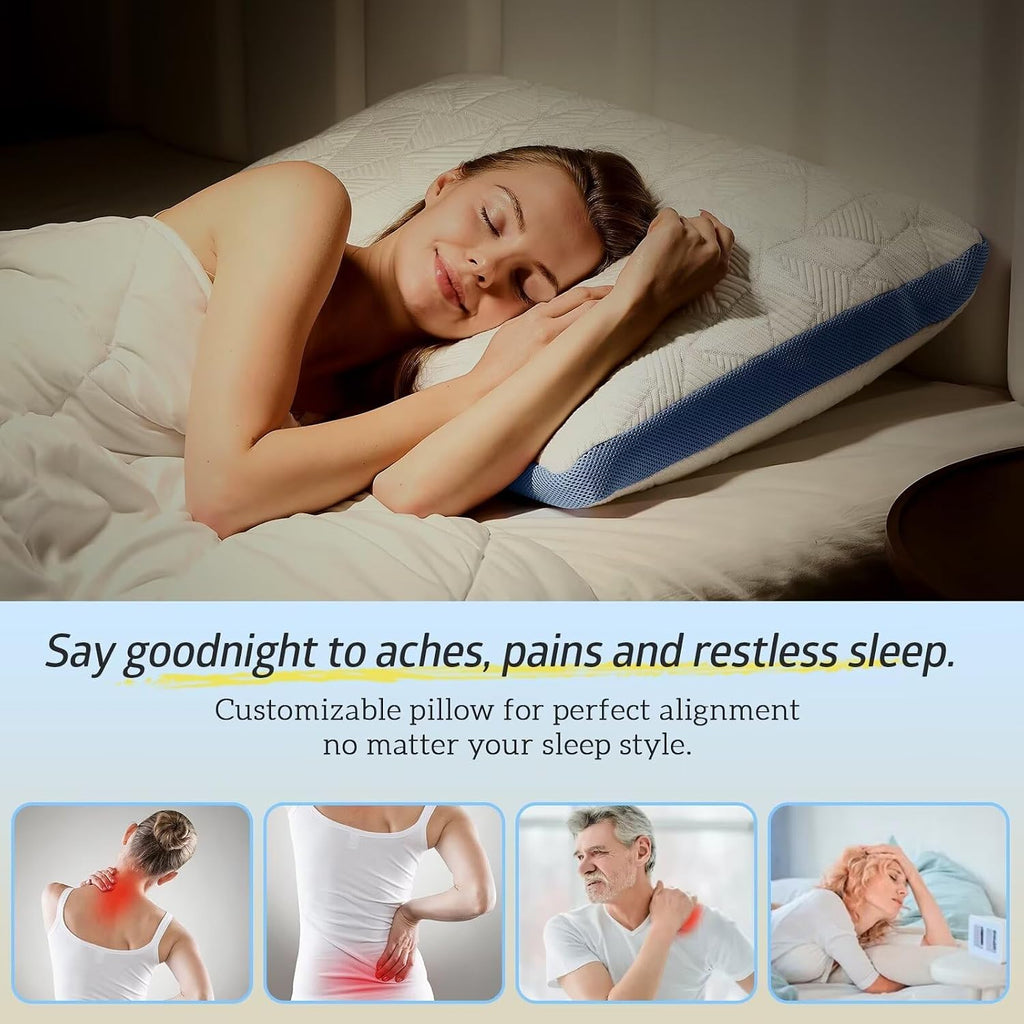 BETU Cooling Pillow Queen Size, Shredded Memory Foam Cool Pillow for Hot Sleepers, Adjustable Firm Soft Support Bed Pillows Perfect for…
