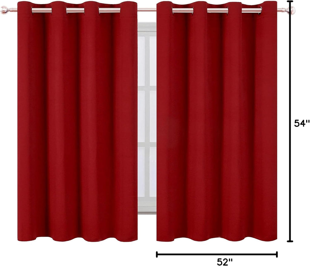 Lemomo Red Thermal Blackout Curtains/52 x 54 Inch/Set of 2 Panels Room Darkening Curtains for Bedroom 54 Inch Red