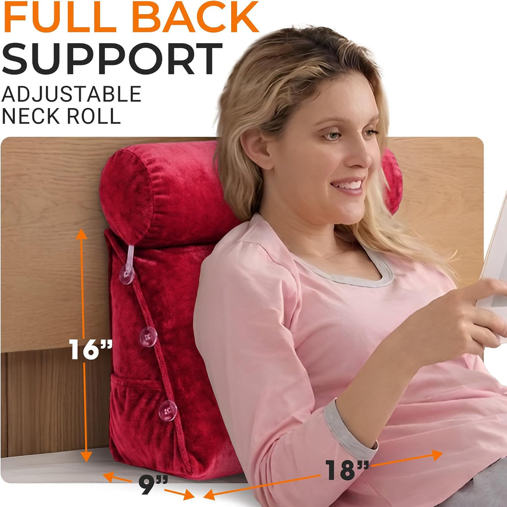 Cheer Collection Reading Wedge Pillow - Adjustable Wedge Reading Pillow with Neck Support, Hollow Fiber-Filled Backrest Pillow for…