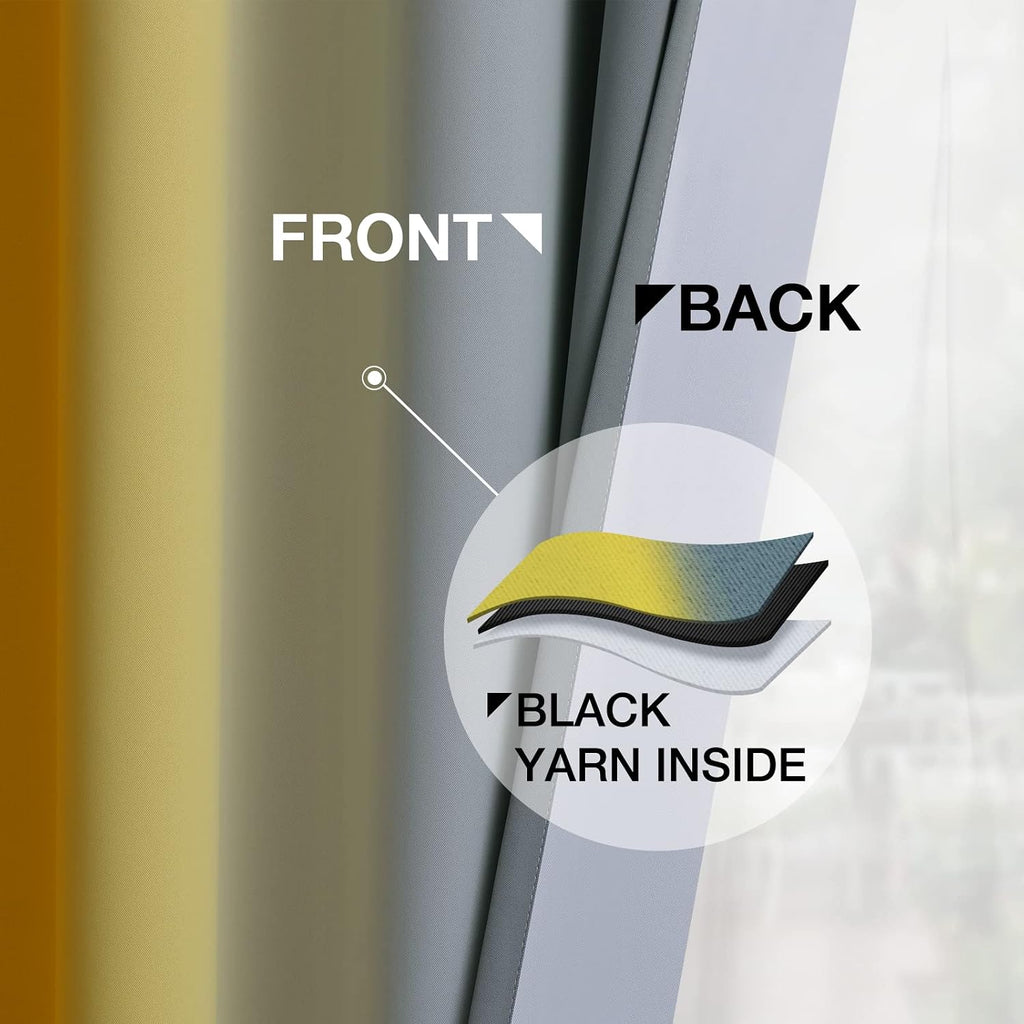 Yakamok Ombre Grey and Yellow Curtains for Bedroom, Gradient Room Darkening Curtains, Grommet Thermal Insulated Light Blocking Window Drape…