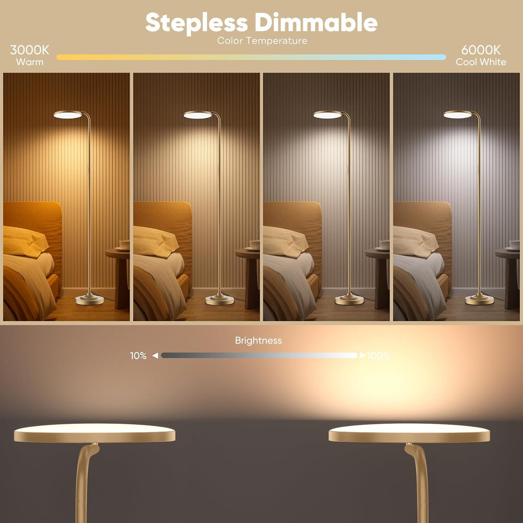 SIBRILLE 36W LED Floor Lamp, Super Bright Standing Lamp, Modern Stepless Dimmable Torchiere Tall Lamp with Remote Control, 350°Rotating…