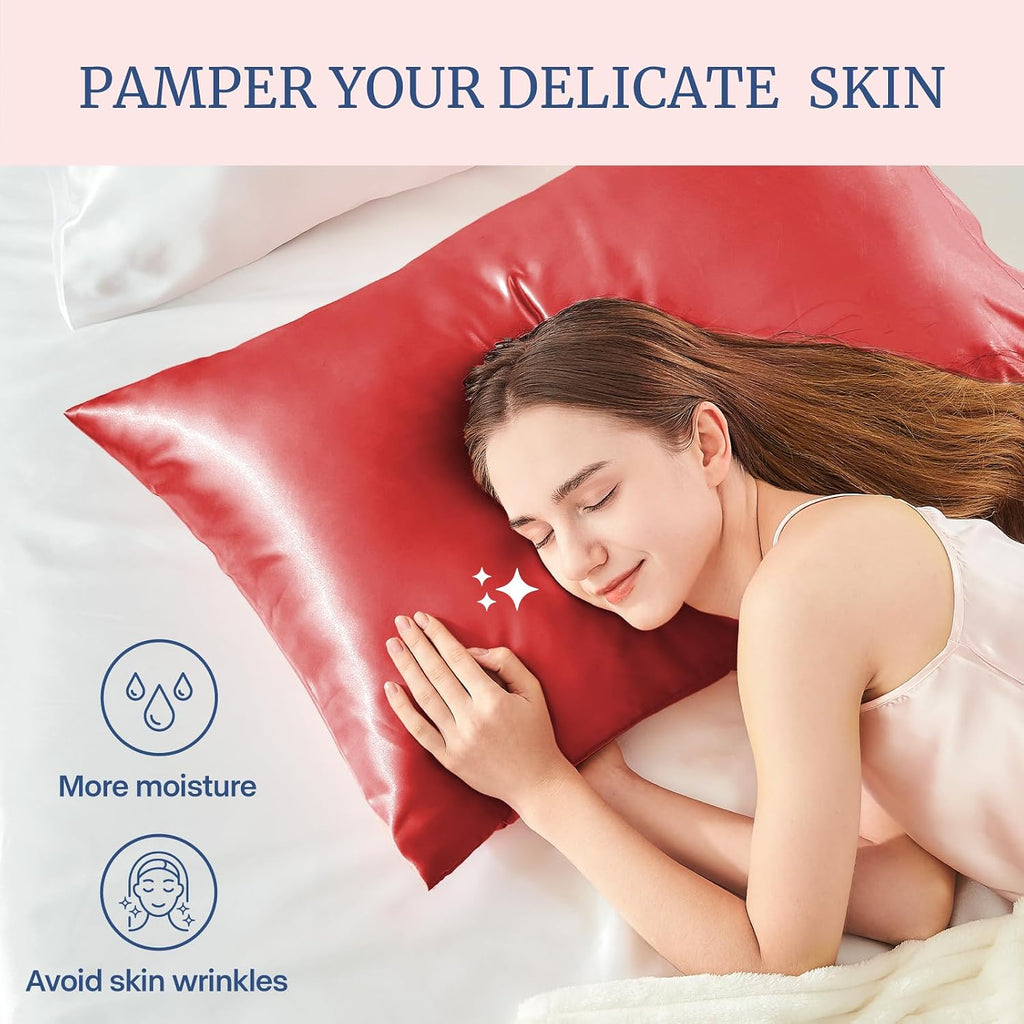 Bedelite Satin Pillowcase for Hair and Skin, Super Soft and Cooling Similar to Silk Pillow Cases 2 Pack with Envelope Closure, Gift for Wom…
