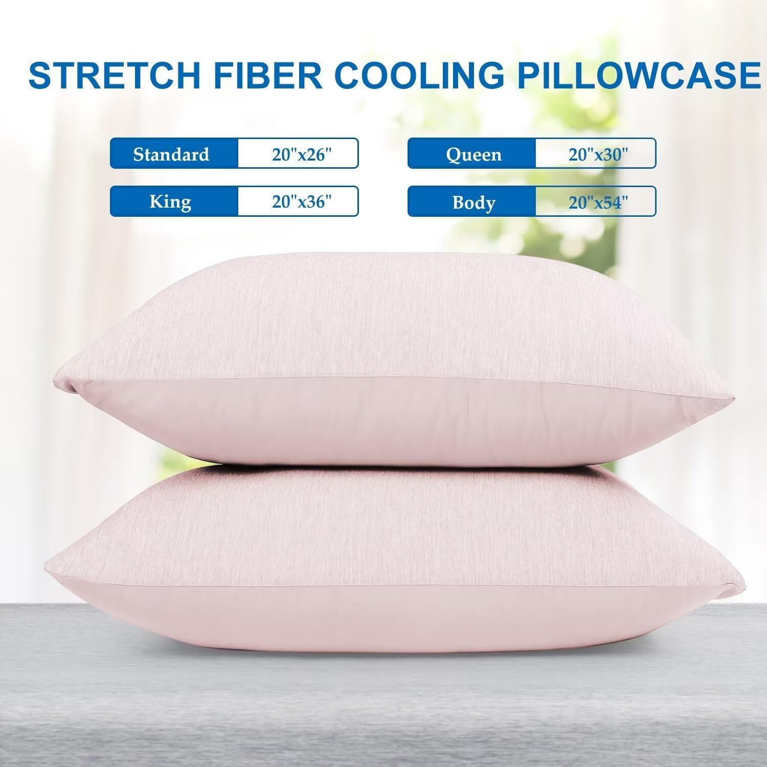 Homfine Cooling Pillowcase Body Size - Double Side Q-Max 0.439 Cooling Fiber for Pillow Protector, Breathable Long Cold Pillow Cover for Ho…