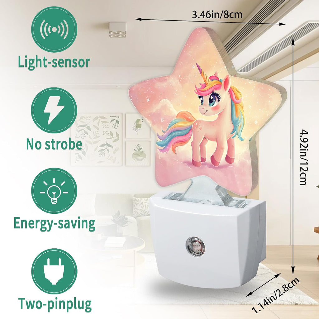 Unicorn Star Night Light Plug in, Soft Glow Night Light for Kids Bedroom Nursery, Gentle Warm Light for Sleep, Compact Lamp for Hallway…
