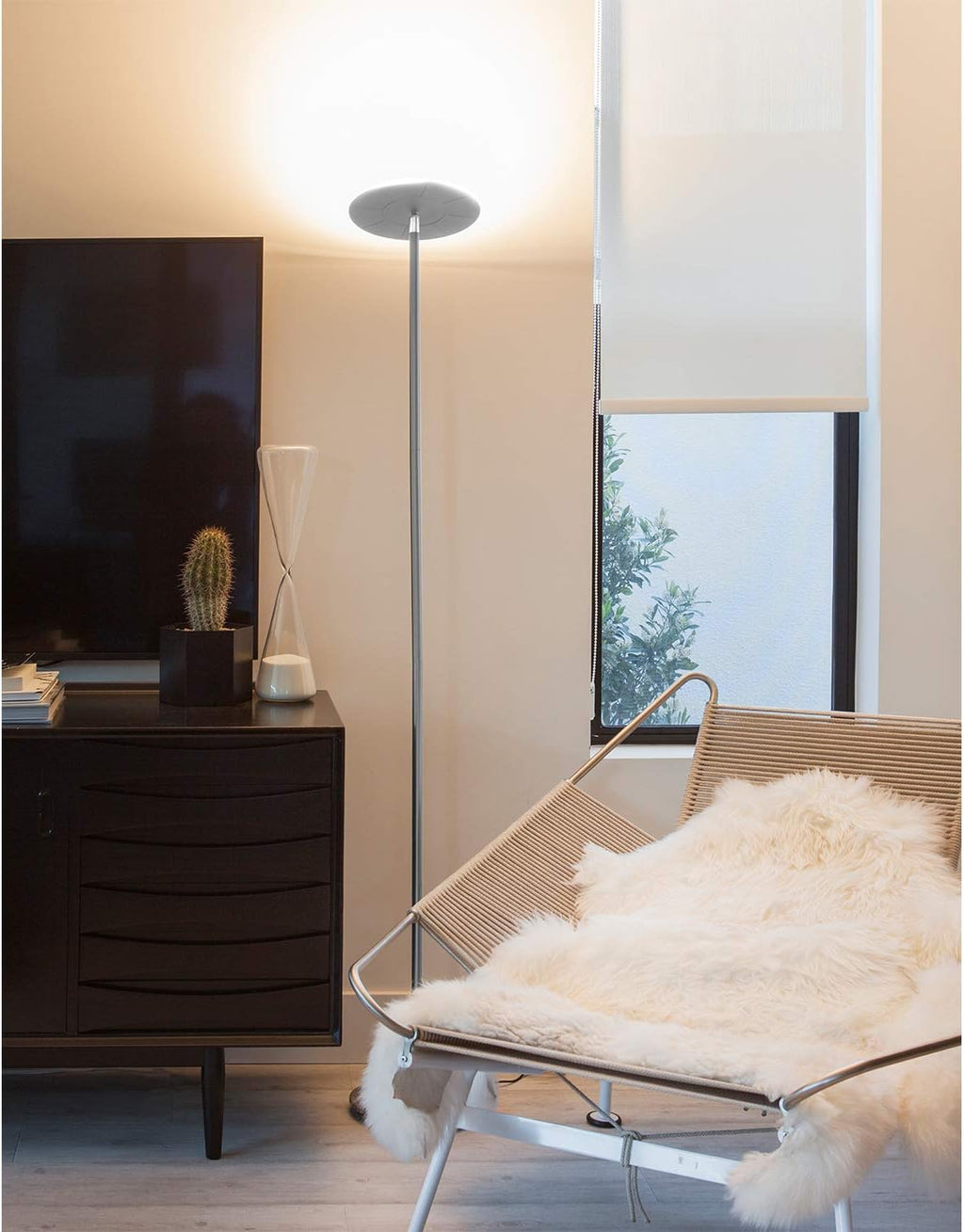 Brightech Sky LED Floor lamp, Torchiere Super Bright Floor Lamp for Living Room Decor & Office - Dimmable, Tall Standing Torch Lamp with Wa…