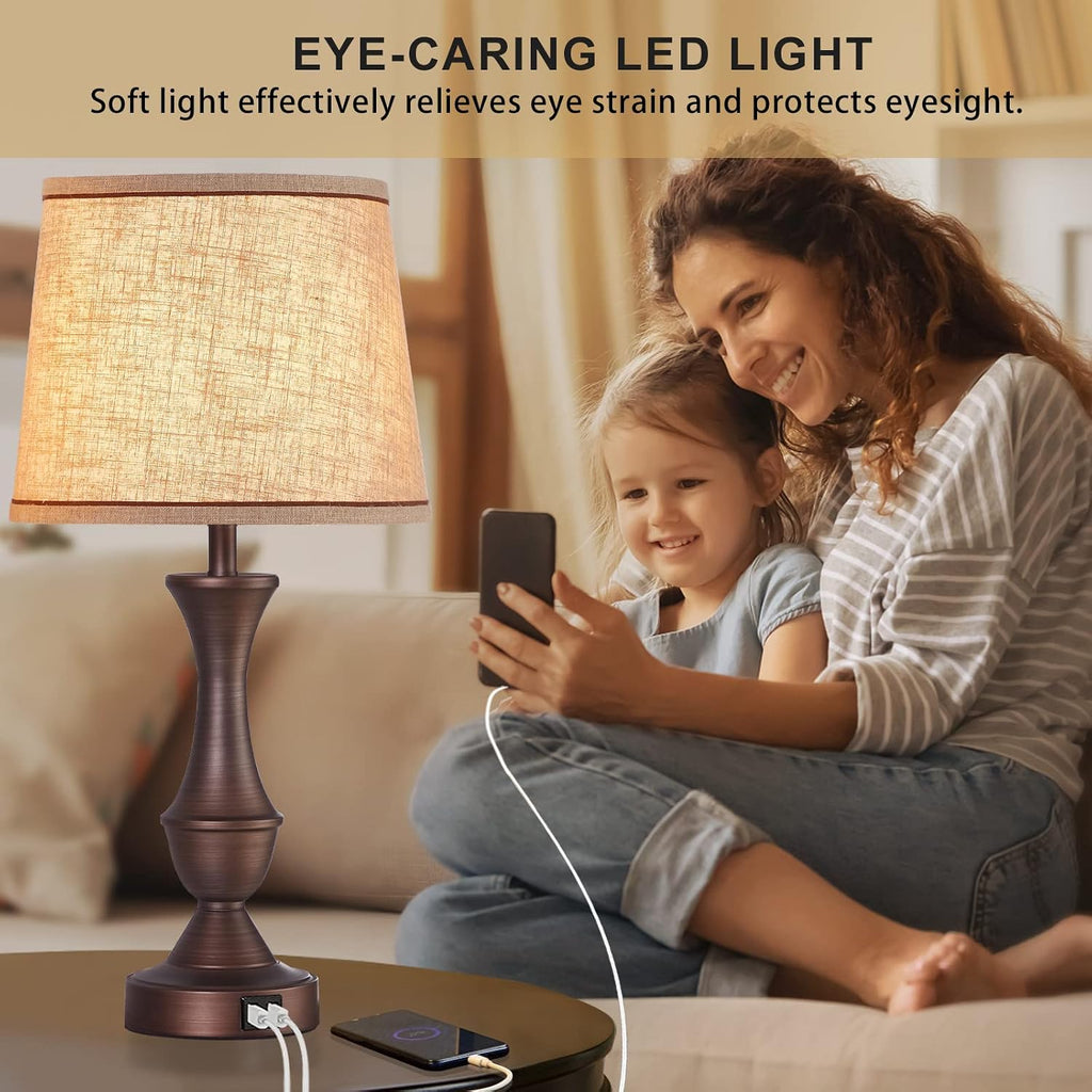 Luvkczc Touch Table Lamps Set of 2, 22" Tall Bedside Lamps with USB C+A Ports, Dimmable Table Lamp, Nightstand Lamps for Bedroom, Living…