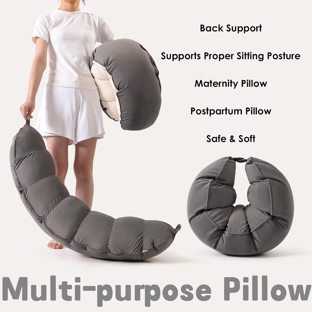Peallow(Pat. Pend) – Long Round Body Pillow for Adults, Bolster Pillow for Sleeping, Soft and Supportive Pillow for Sleeping & Lumbar…