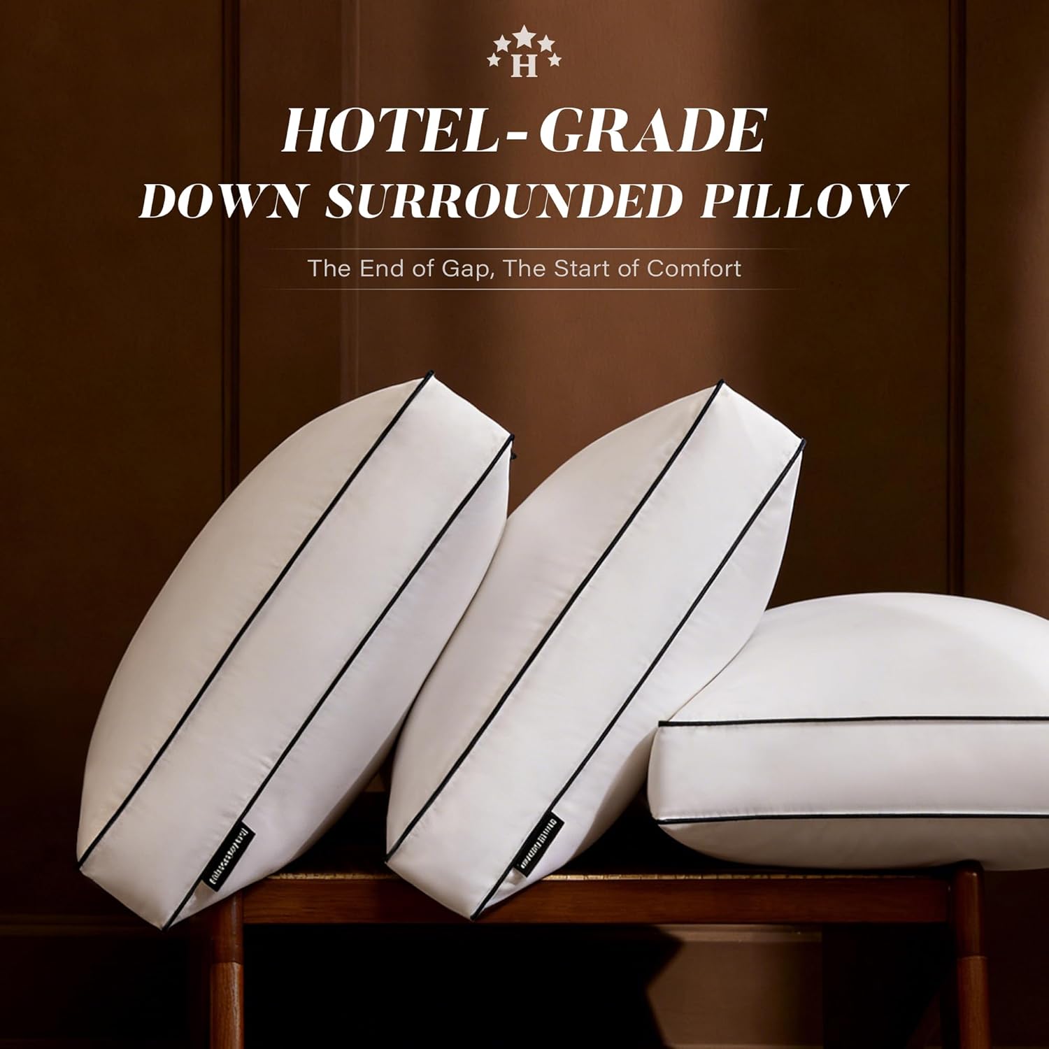 Goose Feather Down Pillow King Size Set of 2, Down Surrounded Hotel Collection Bed Pillows for Sleeping with Gusset, 2 Pack, Fluffy Plush…