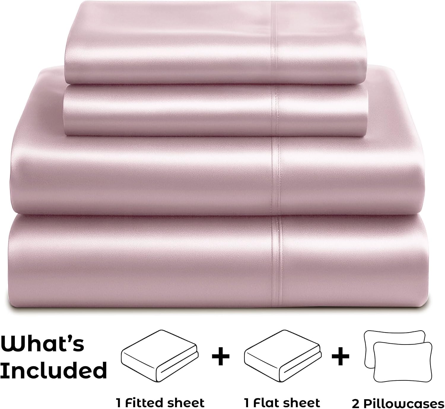 PureBedding Pure Bedding Satin Sheets Queen [4-Piece, Champagne Pink] Hotel Luxury Silky Bed Sheets - Extra Soft 1800 Microfiber Sheet Set,…