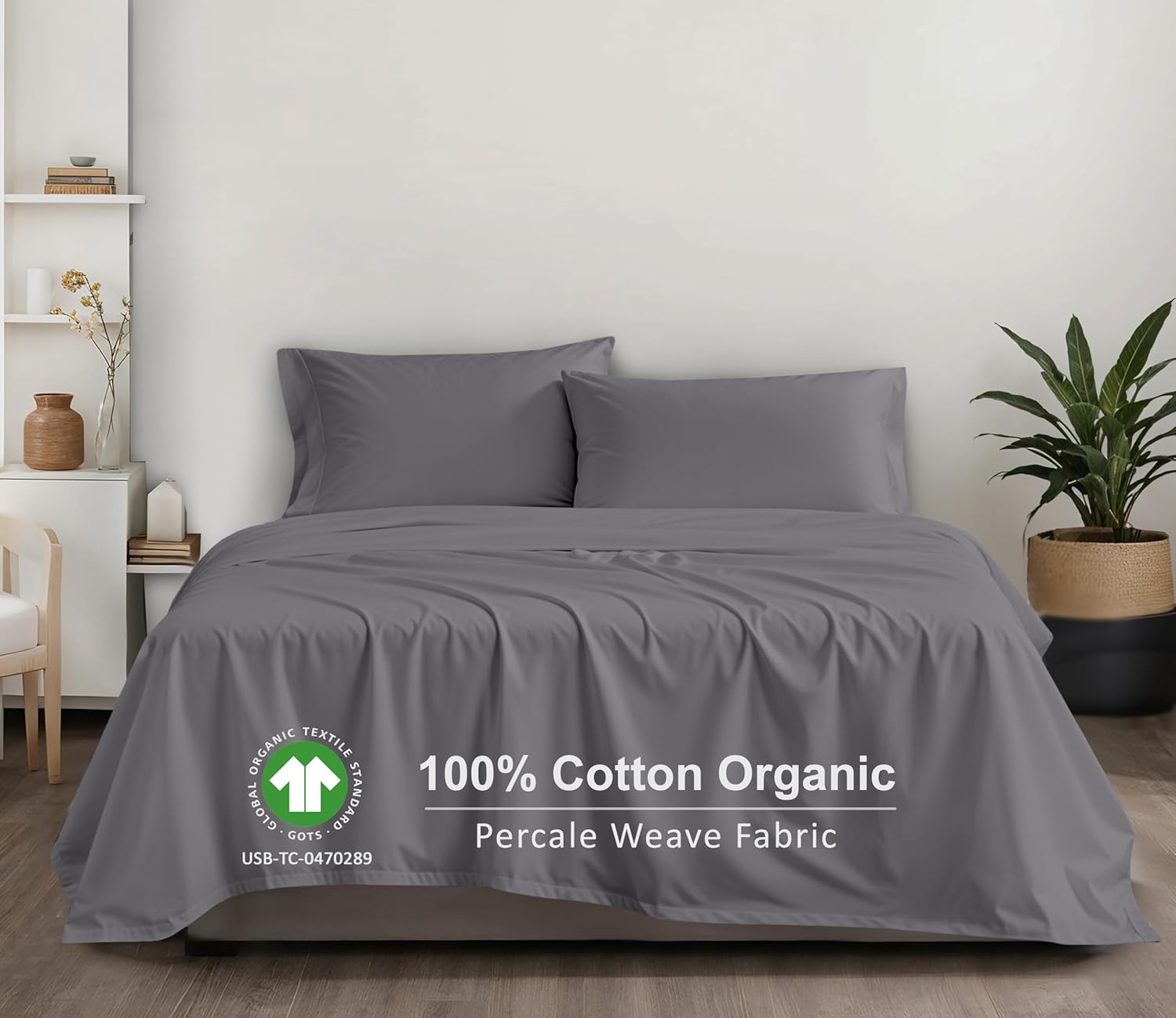 Ruvanti 100% Cotton Organic Percale Sheets Full Size – Crisp Cooling Bed Sheets for Hot Sleepers, Deep Pocket 15”, Soft Peach Finish, Breat…