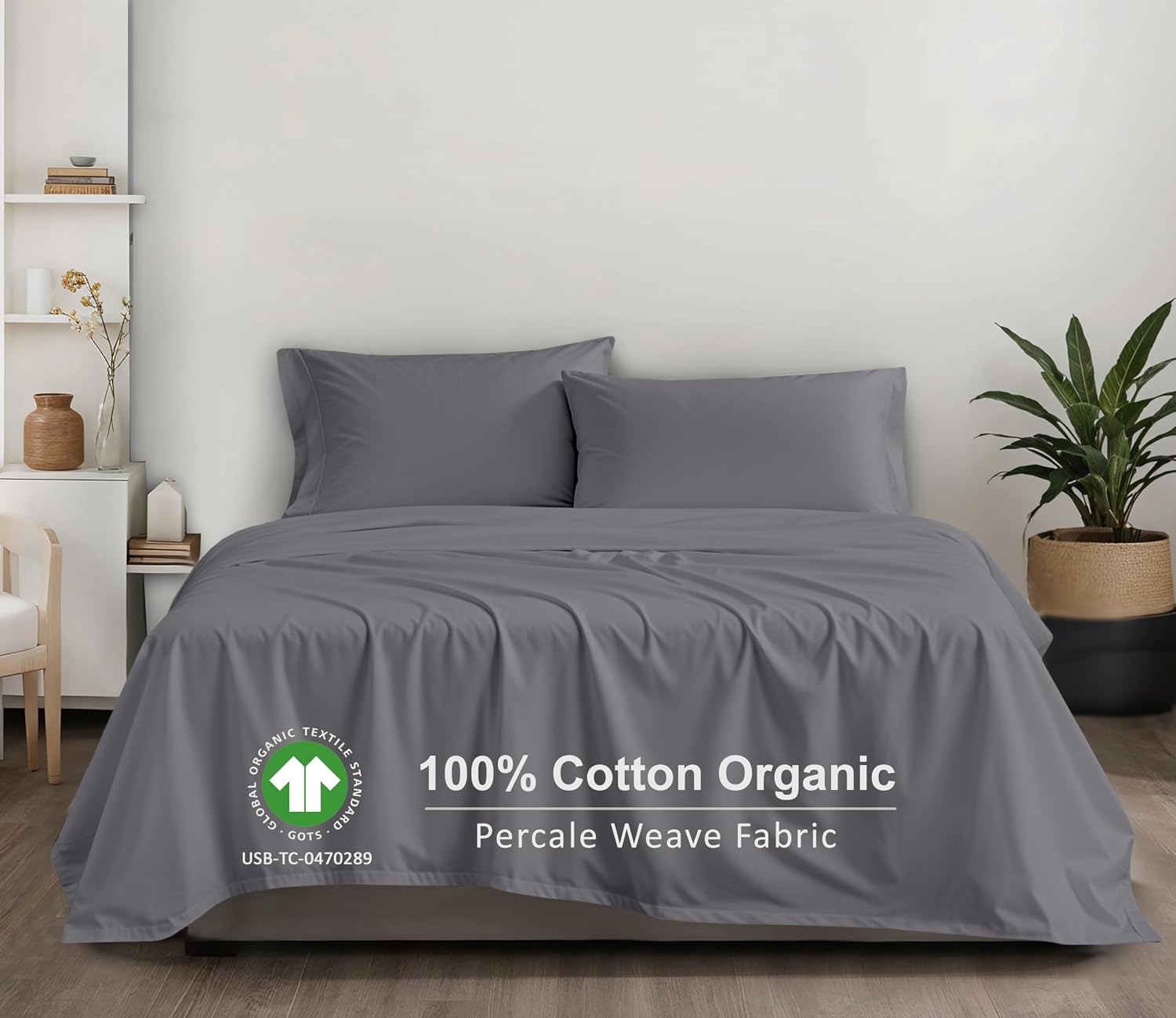 Ruvanti 100% Cotton Organic Percale Sheets Queen Size – Crisp Cooling Bed Sheets for Hot Sleepers, Deep Pocket 15”, Soft Peach Finish, Brea…