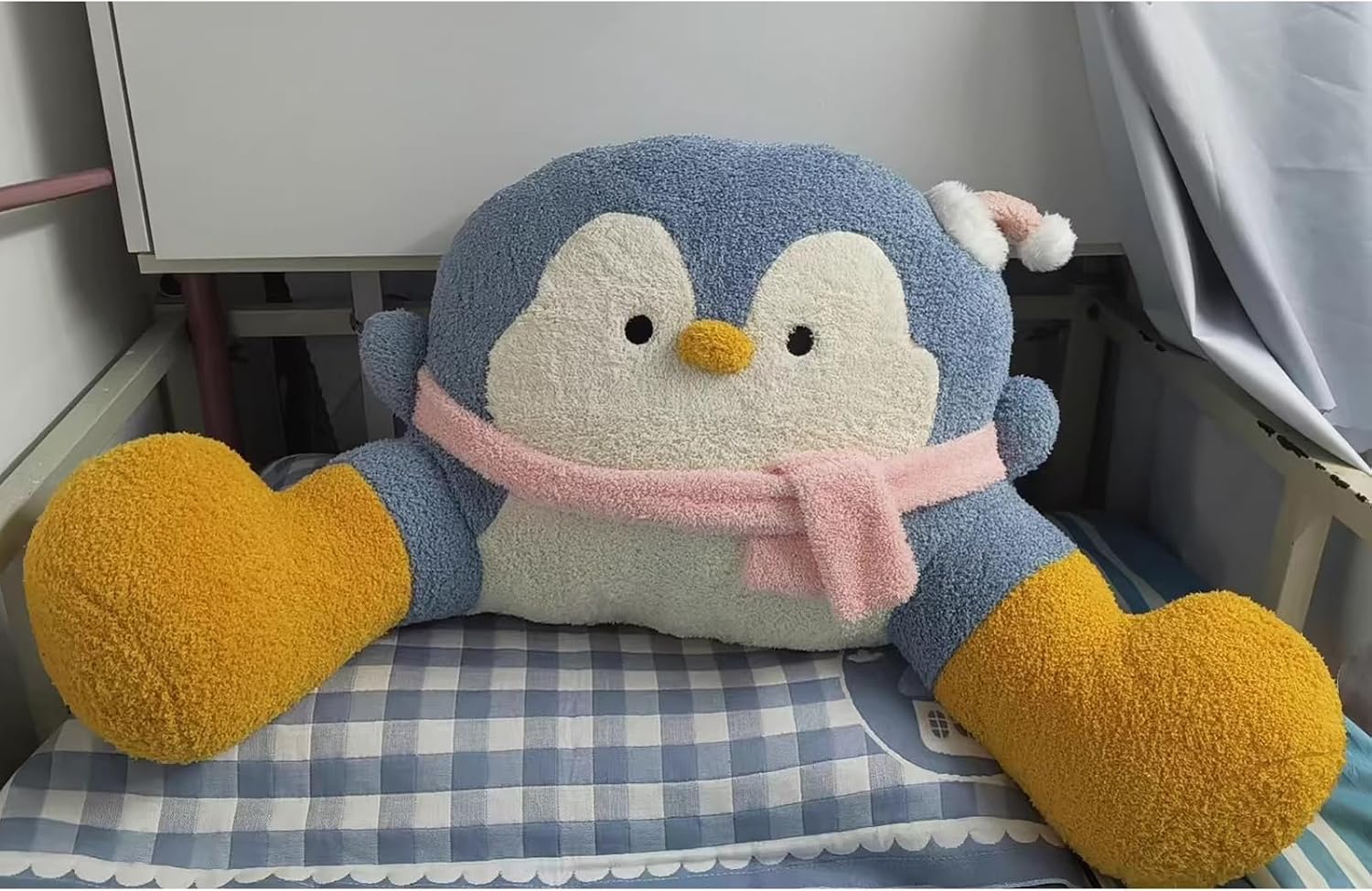 WLLYXUS Reading Pillow for Bed, Backrest Pillow for Sitting in Bed, Back Support Cushion, Penguin Reading Pillow for Sofa (Blue, L: 31…