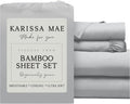 KARISSA MAE Pure Viscose from Bamboo 34" Split Top King Size Sheet Set | 100% FSC Certified | Luxuriously Soft | Cooling | 18" Deep…