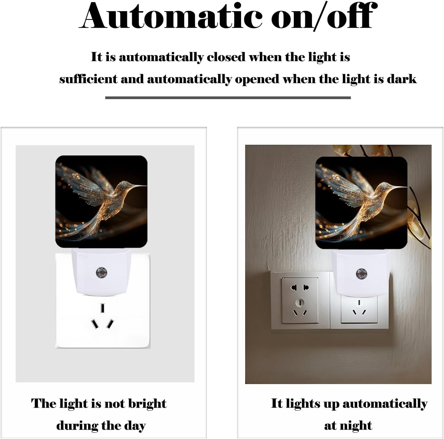 Hummingbird Night Light, Plug-in Night Lights with Dusk-to-Dawn Sensor for Stairway, Hallway, Bedroom Sleep Friendly Ideal for…