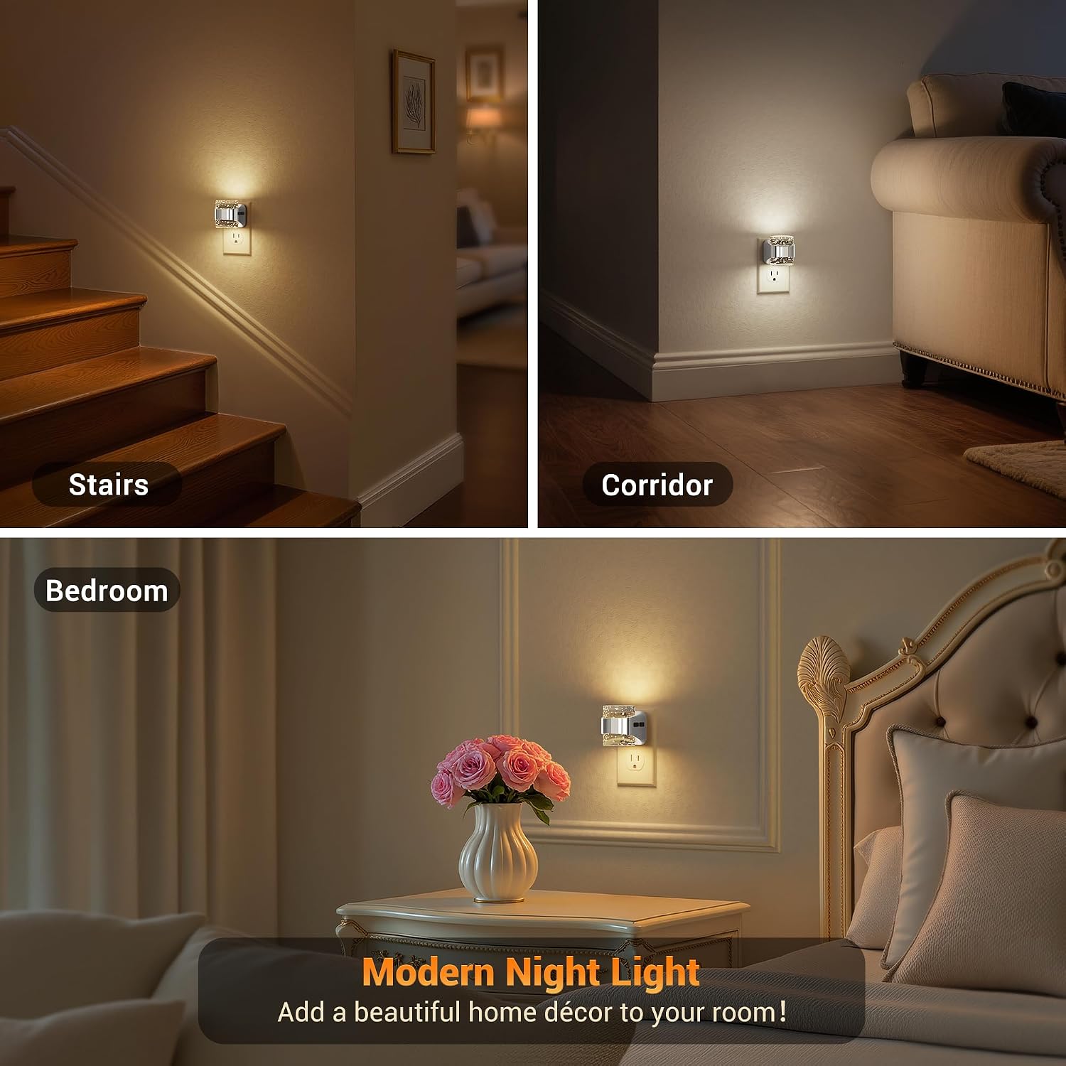 JandCase LED Night Light, Bubble Night Lights Plug into Wall, [2 Pack]Night Light3000K/4000K/5000K & 3 Brightness Levels, Dimmable…
