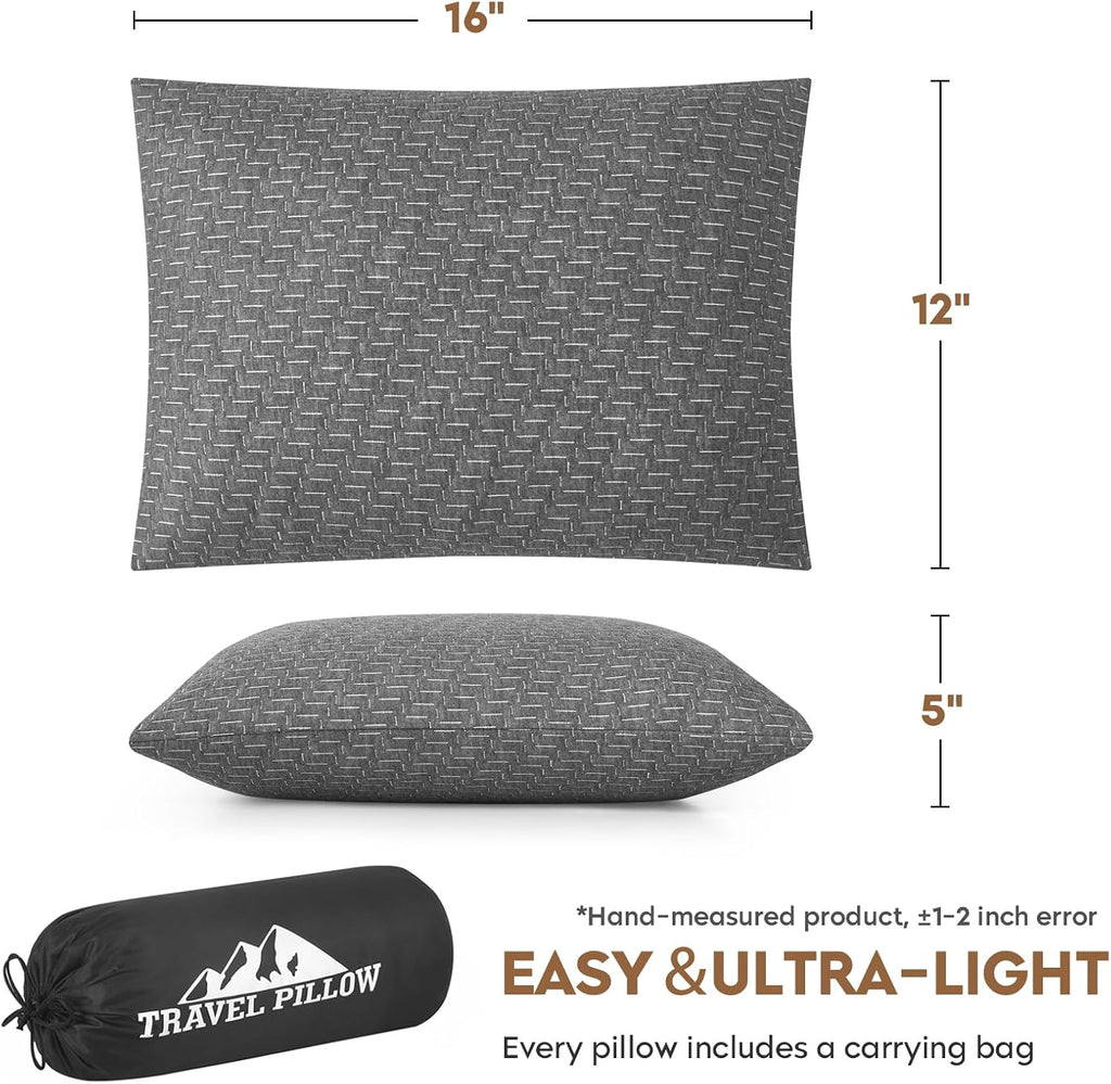 Small Shredded Memory Foam Pillow, Camping Pillow Travel Pillow - Compressible Medium Firm, Breathable Cover, Ideal Backpacking Hiking…