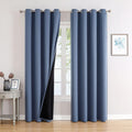 ChrisDowa 100% Blackout Curtains 90 inch Long for Bedroom with Black Liner, 2 Thick Layers Total Blackout Thermal Insulated Grommet Long Wi…