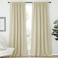 Nicetown Farmhouse Curtains for Bedroom, Room Darkening Curtains with Rod Pocket and Back Tab, Home Decoration (Beige, 70" Wide x 95" Long,…