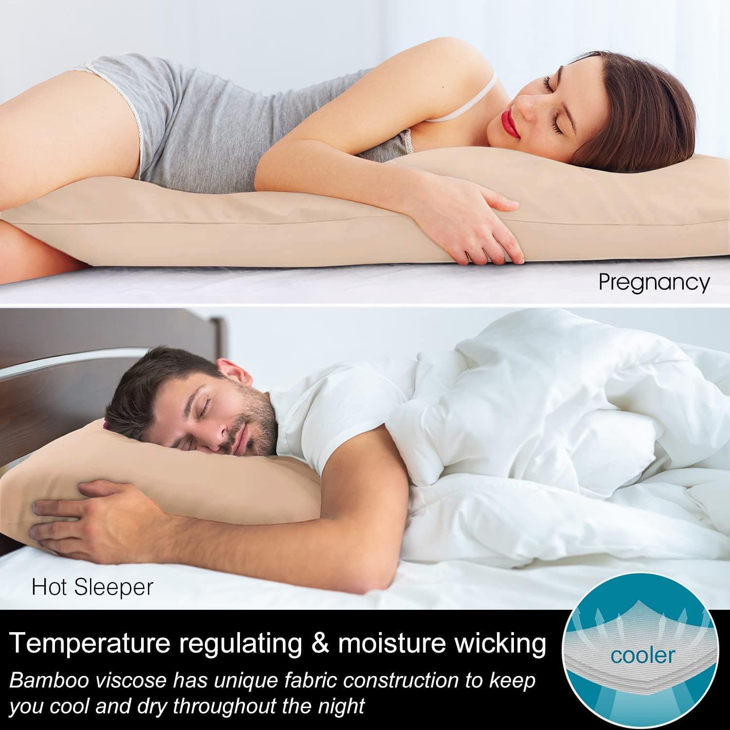 Bedelite Body Pillow Case Cover, Rayon Made from Bamboo, Cooling Body Pillow Cover for Hot Sleepers and Night Sweats, Breathable & Silky So…