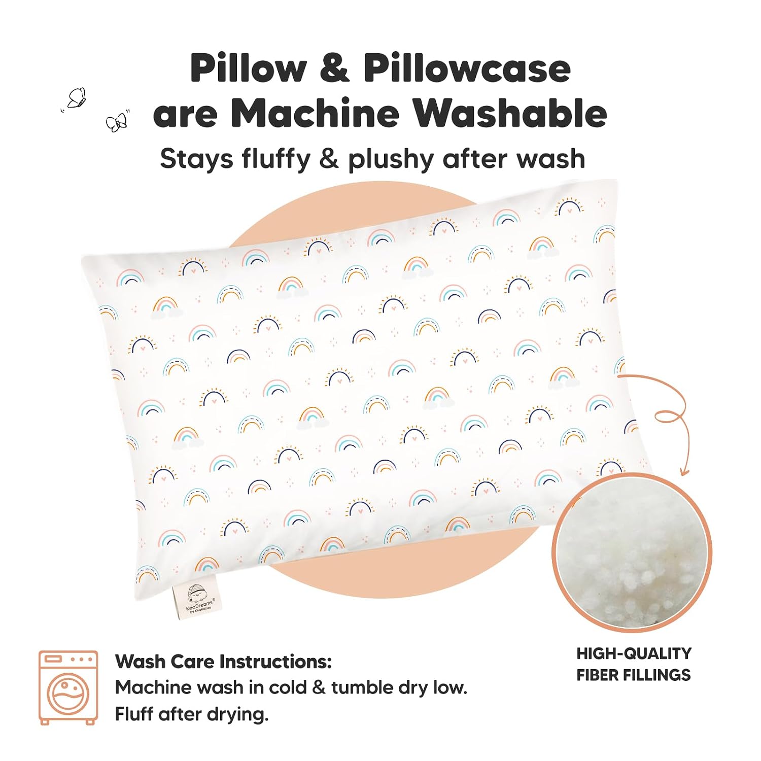 KeaBabies Toddler Pillow with Pillowcase, Jumbo 14X20 - Soft Organic Cotton Toddler Pillows for Sleeping - Machine Washable - Perfect for…