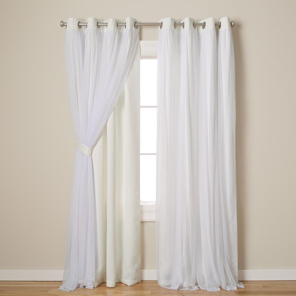 TOWN & COUNTRY LUXE Talia Double Layer Indoor Curtains, Sheer and Room Darkening Blackout, Grommet Top, Energy Efficient, 2-Pack Set…