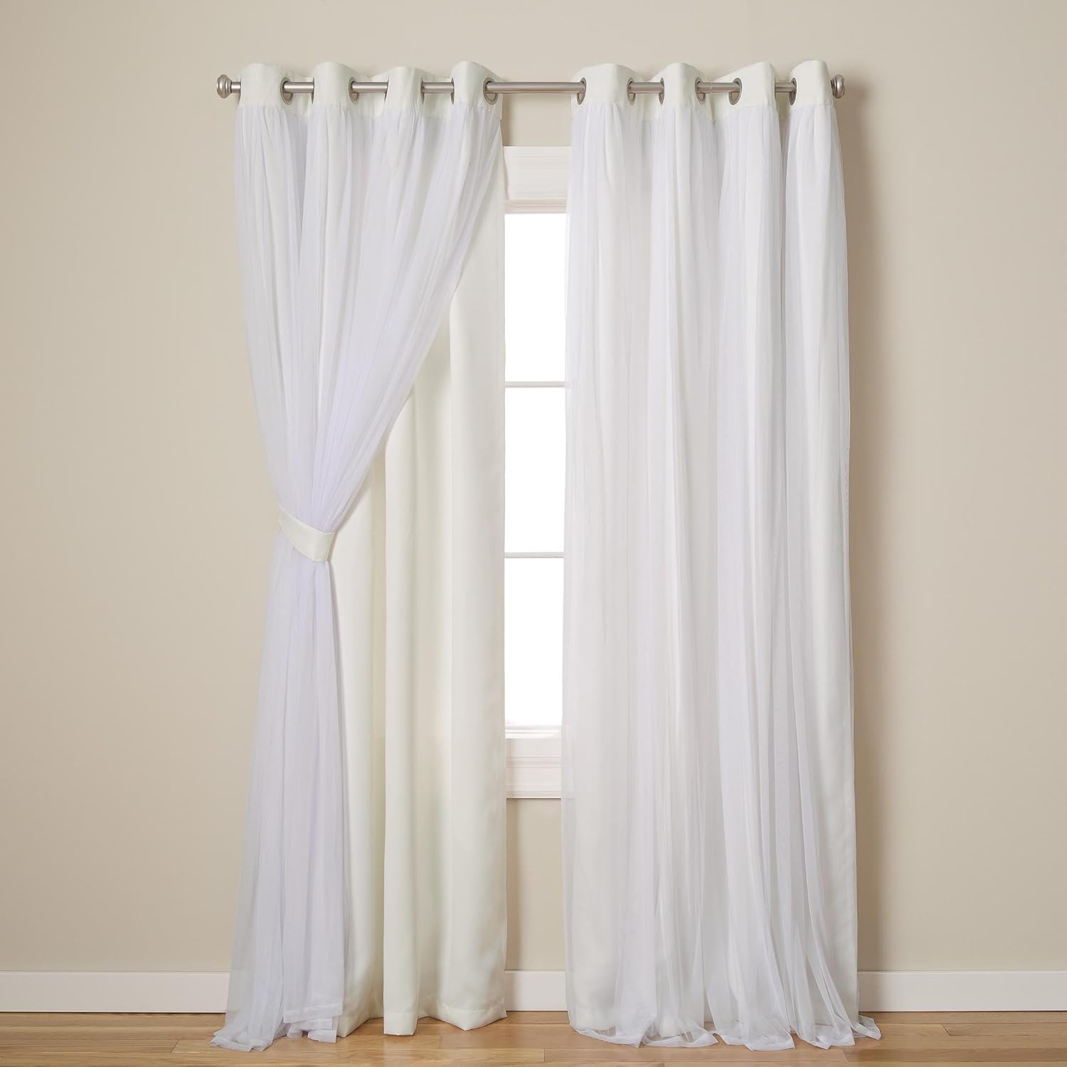 TOWN & COUNTRY LUXE Talia Double Layer Indoor Curtains, Sheer and Room Darkening Blackout, Grommet Top, Energy Efficient, 2-Pack Set…