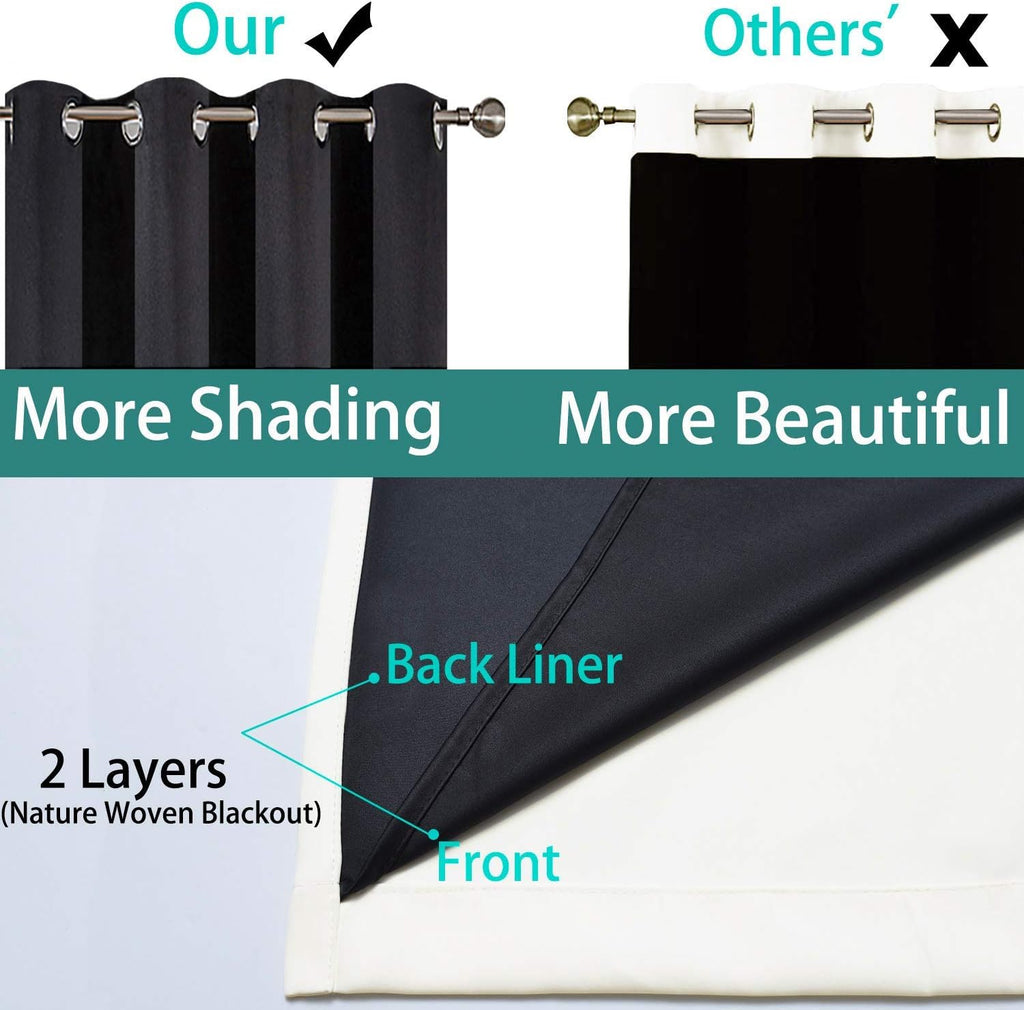 Yakamok Extra Wide 100% Blackout Full Shading Curtains for Patio Door, Thermal Backing Sliding Glass Door Drape, Privacy Assured Window…
