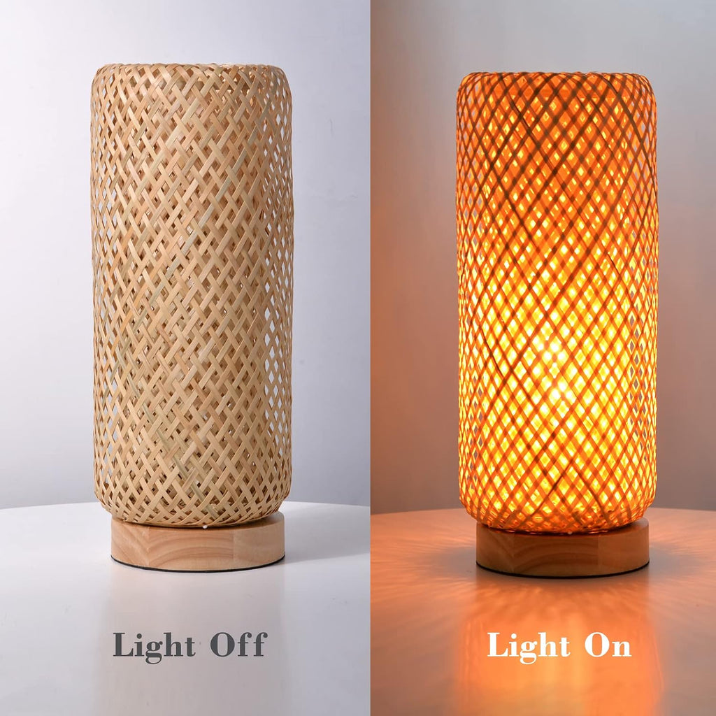 Arturesthome Bamboo Table Lamps with Shade, Rustic Farmhouse Boho Coastal Desk Lamp Night Light for Decorative Bedroom, Study Room, Cafe…