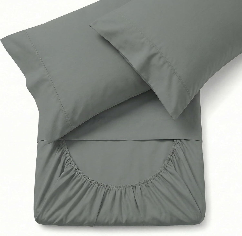 Perupima Peru Pima 415 Thread Count Percal Queen Sheet Set - 100% Peruvian Pima Cotton, 4 Piece (Flat, Fitted, 2 Pillowcases) - Cooling, Cr…