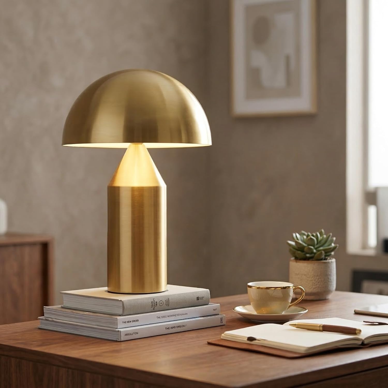 Brightech Venus Mushroom Table Lamp - Modern Lamp for Living Room, Bedroom Side/End Table - Dimmable, Unique Side Table LED Lamp Shade…