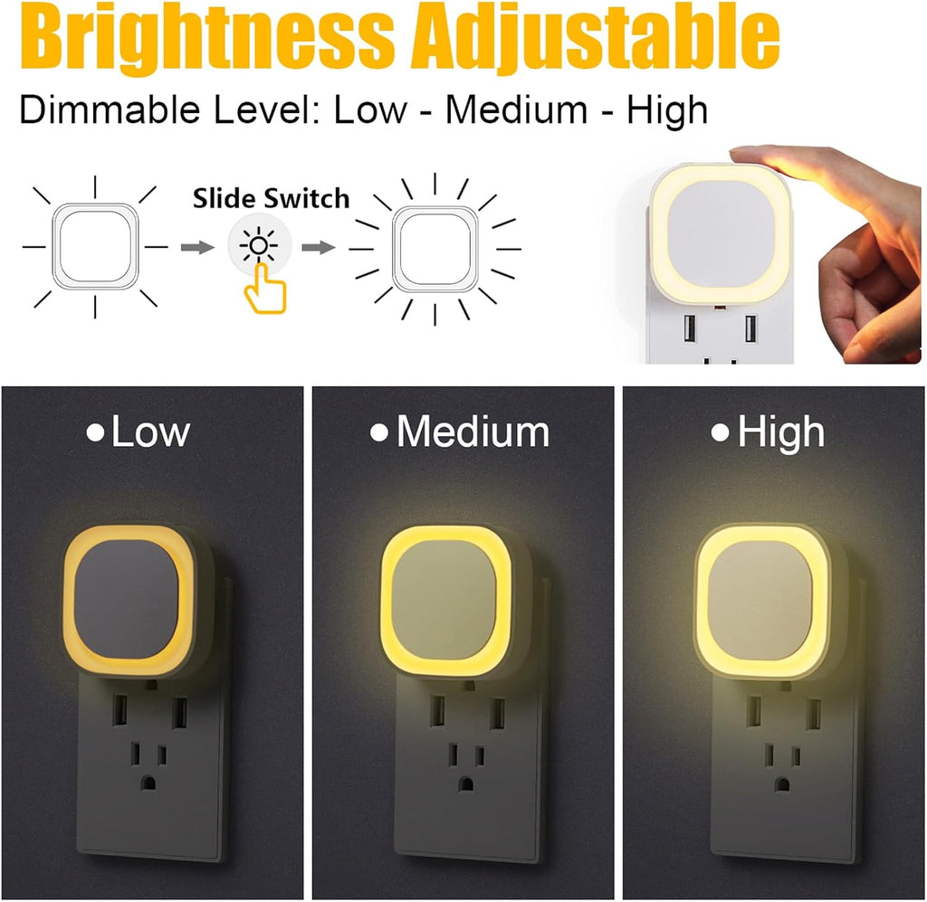Yunlex 2 Pack Warm White Night Light, Gentle Eye-comfort with Dimmable Soft Glow & Indirect Reflection, Auto Dusk to Dawn Sensor, Plug in…