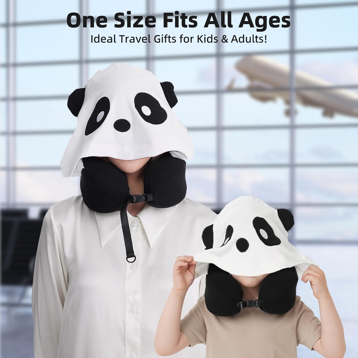 Privacy-Friendly Hooded Travel Pillow for Kids & Adults, Sensory-Friendly, Memory Foam Neck Support for Airplane, Car & Train, Breathable…