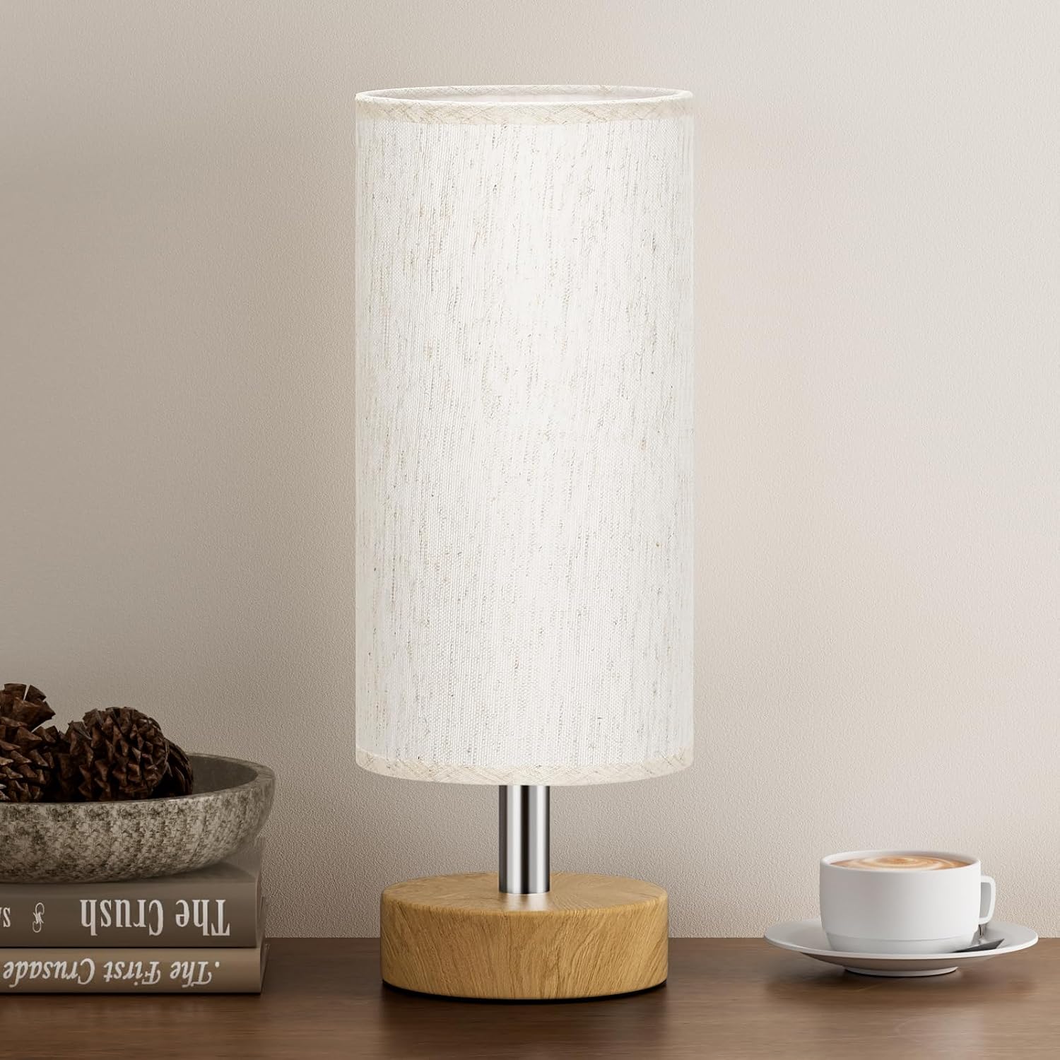 PartageiZ Small Table Lamp for Bedroom - Bedside & Desk Lamp, Minimalist Nightstand Light for Kids, Living & Office Room