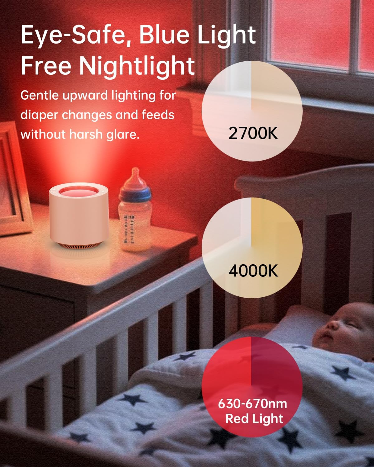 PureNurt Dimmable Nursery Night Light: Red Light relaxation Sleep Sound Machine with 38 Soothing Sounds & Calming Womb Soother…