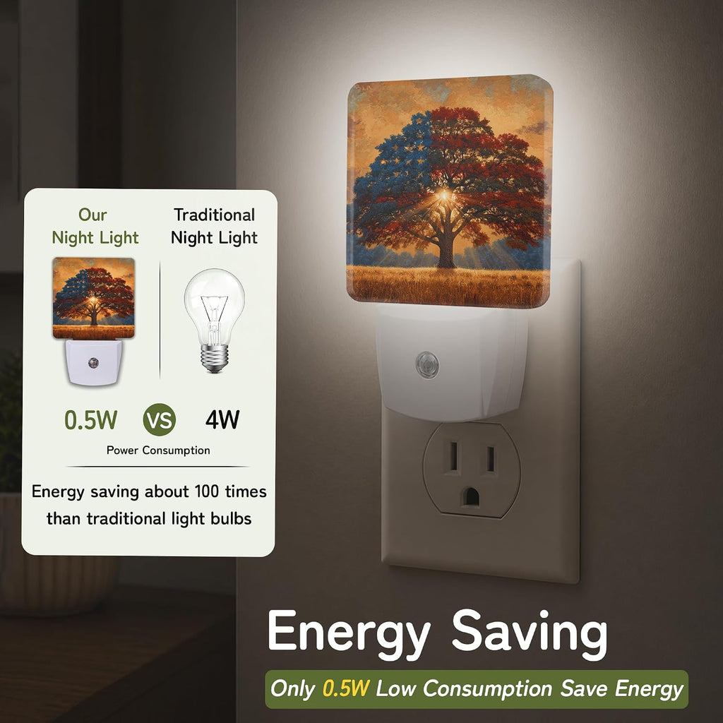 Night Light, American Life Tree Night Lights Plug into Wall for Bedroom Bathroom Hallway Kitchen, Dusk to Dawn Sensor Decorative Gift for…