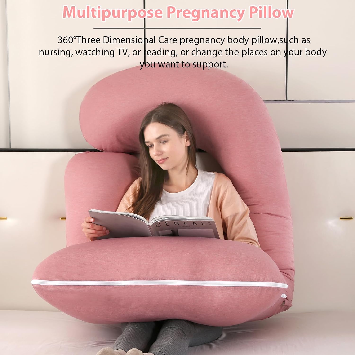 BATTOP Pregnancy Pillow for Sleeping, Maternity Pillow with Cooling Removable Cover, Support for Back, Legs, Belly, Hips for Pregnant…