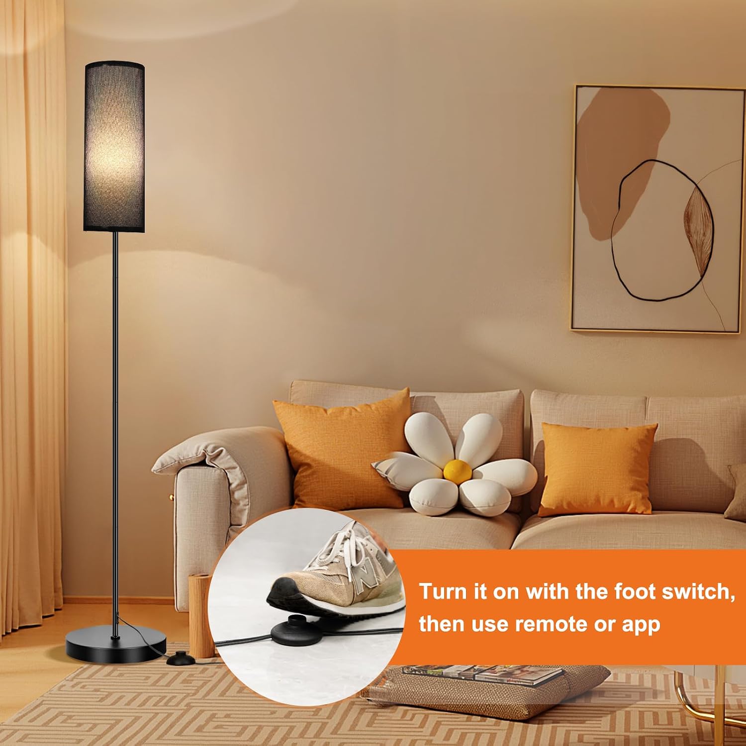 FRIDEKO HOME Floor Lamp, Color Changing Ambient Lighting for Living Room Bedroom, Standing Lamp with App & Remote Control, Tall Corner…