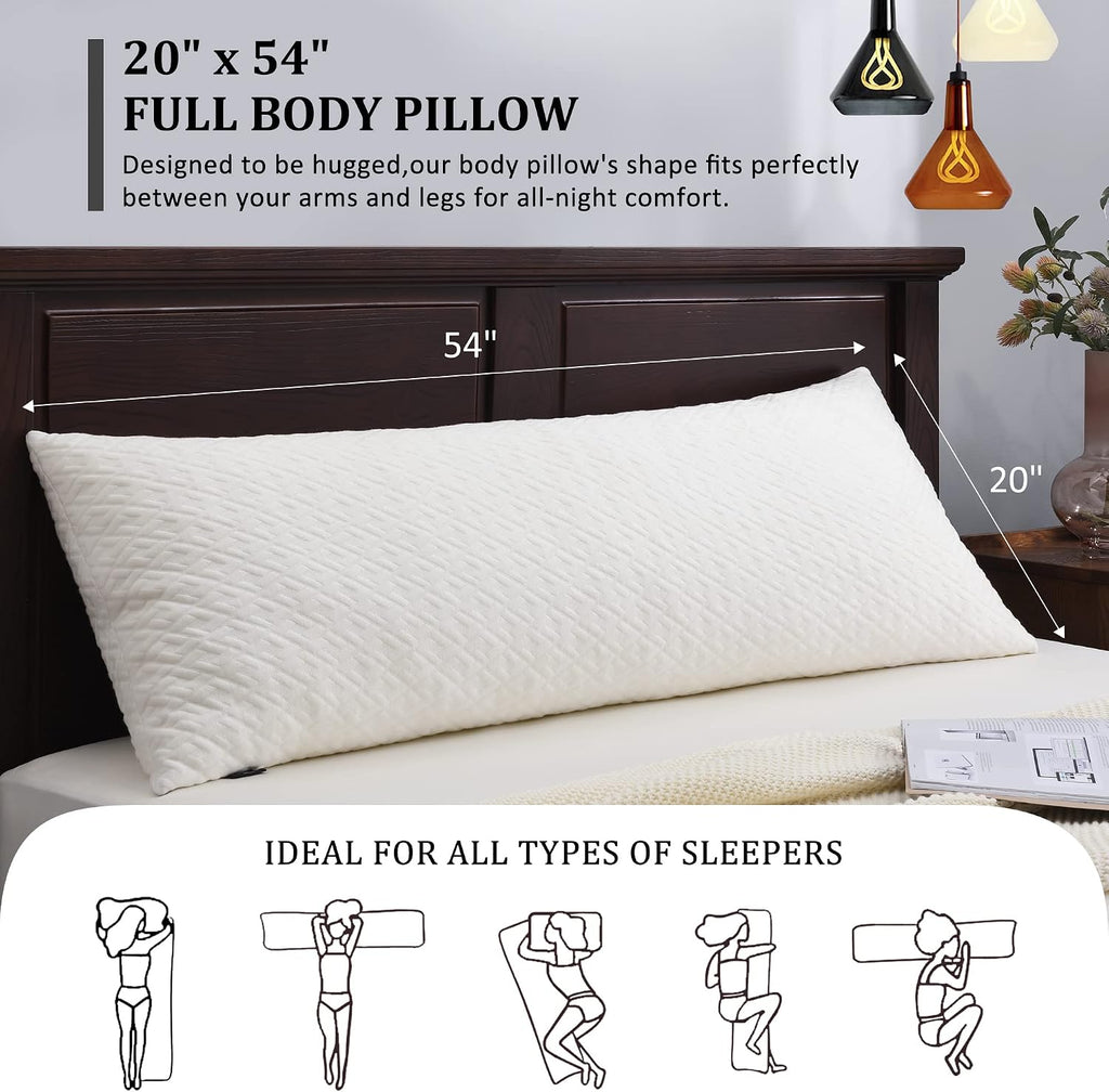 BasicBeyond Basic Beyond Memory Foam Pillows - Long Body Pillows for Adults, 20x54, Side & Back Sleepers 1 Count