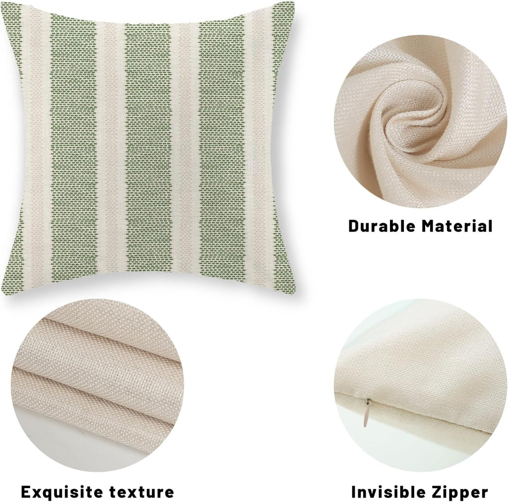 Sage Green Polka Dot Pillow Covers 18 x 18 Set of 2 Boho Striped Decorative Throw Pillow Covers Modern Abstract Geometry Decor Green…