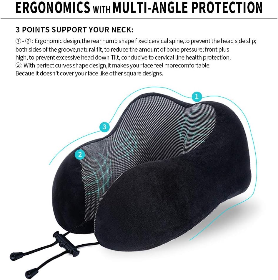 TALLGONeckPillowAlwaysHere TALLGO Travel Pillow, Memory Foam Neck Pillow Head Support Soft Pillow for Sleeping Rest, Airplane Car & Home Us…