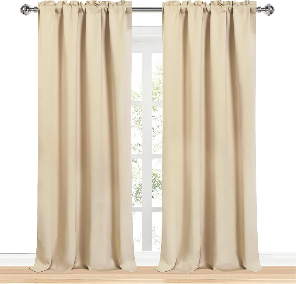 Dwcn Blackout Curtains for Bedroom – Rod Pocket Thermal Insulated Noise Reducing Noise Reducing Drapes for Living Room, W 52 x L 95 Inch, 2…