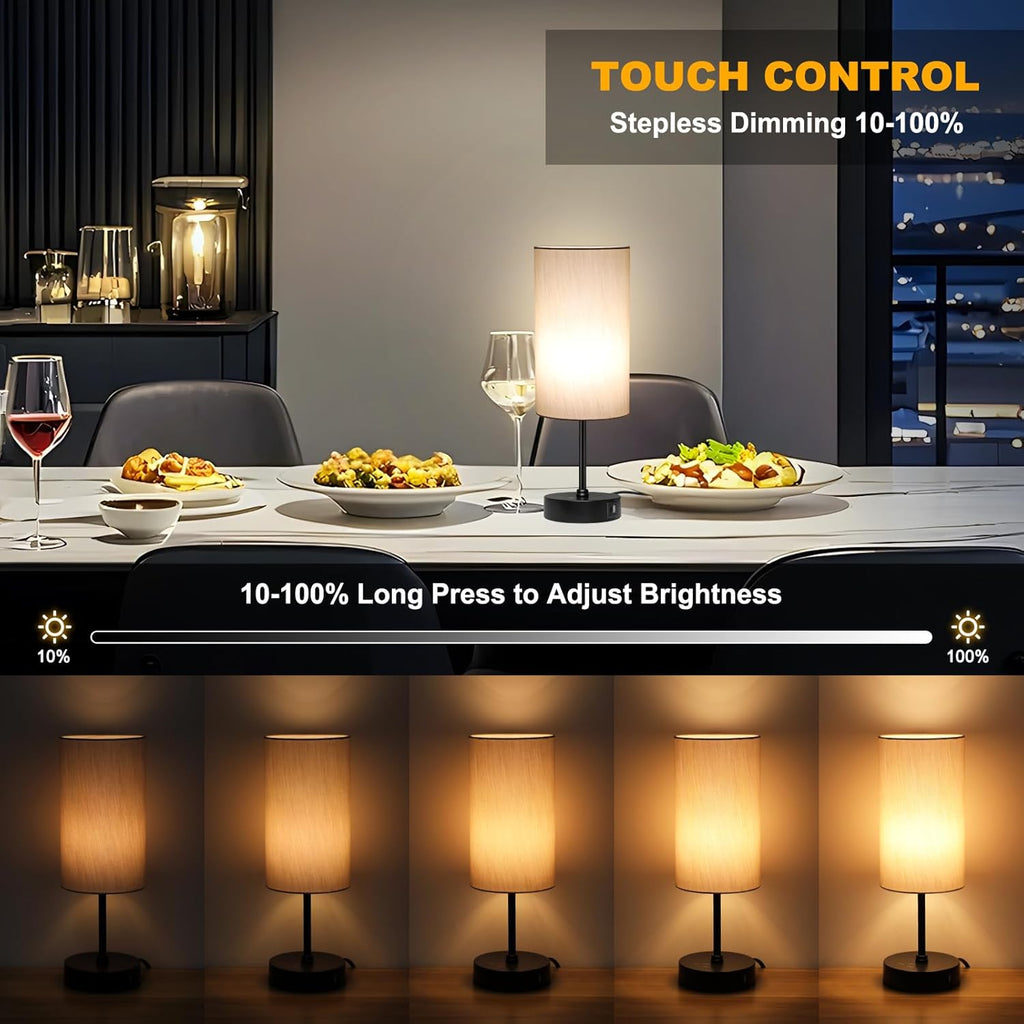 Unicozin Table Lamp for Bedroom, 3 Color Temperatures, 7 RGB Colors, Adjustable Brightness, Dual USB Charging Ports, Ambience Nightstand…