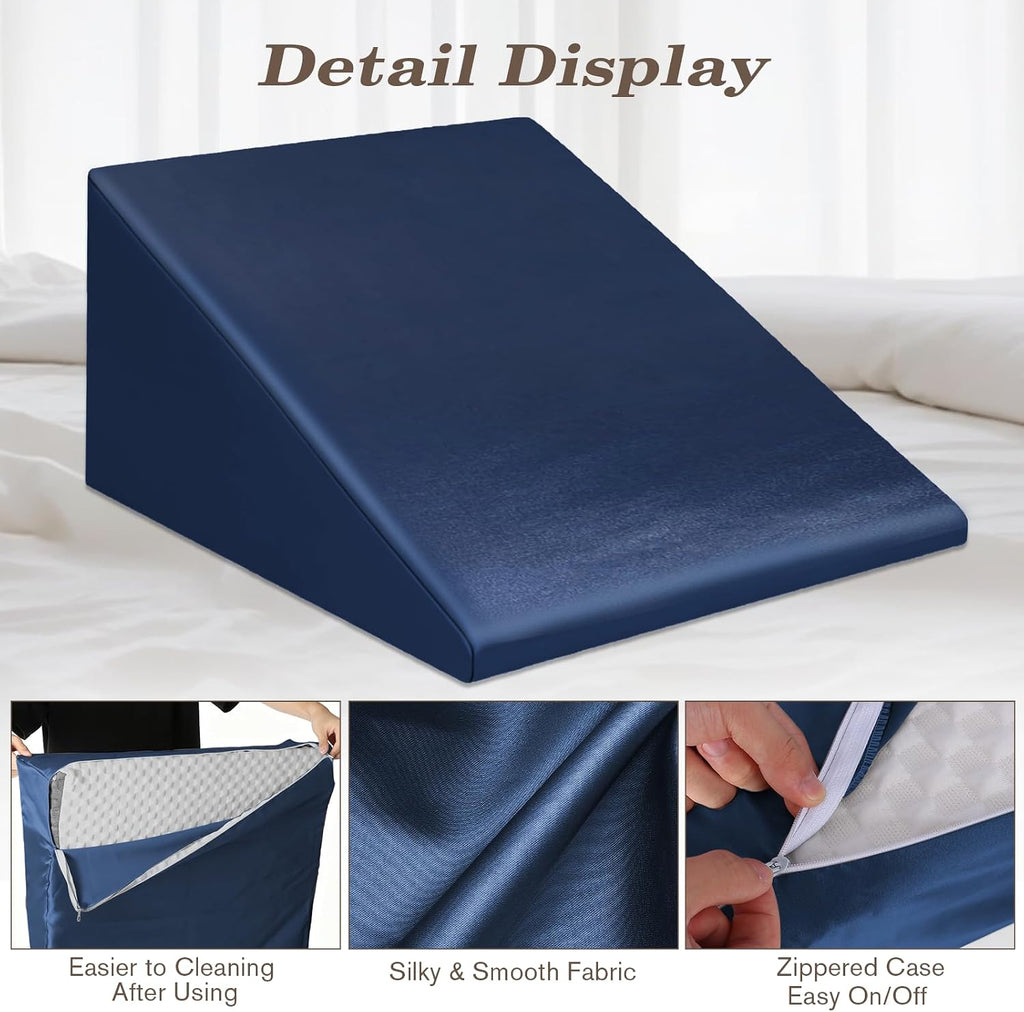 Wedge Pillow Case Cover for Style Protection, Thickened Satin Fabric Soft & Skin-Friendly, Wedge Pillow Cover with Zipper for Easy…