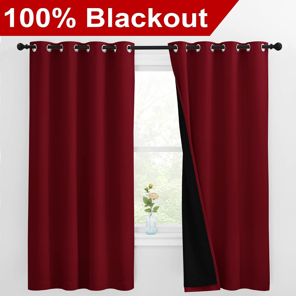 Nicetown 100% Blackout Cold Blocking Curtain Panels, Thermal Insulated Curtains, Noise Reducing Drapes for Thanksgiving Day Window Decor (S…