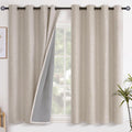 YoungsTex Oatmeal Linen Blackout Curtains 54 Inches Long for Bedroom, Full Light Blocking Burlap Textured Drapes with Grommetsn Thermal Ins…