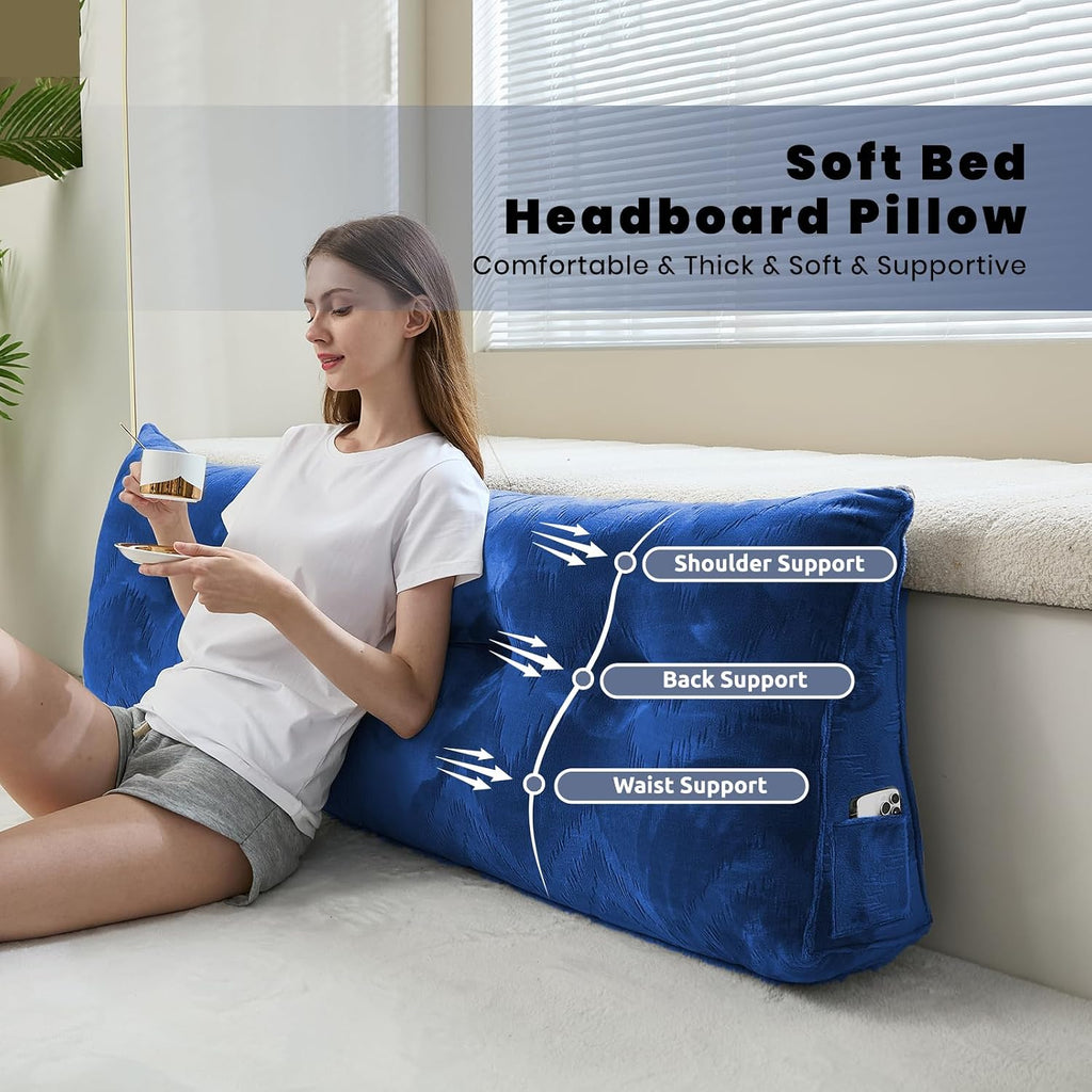Zelladorra Headboard Pillow for Bed, Triangular Wedge Pillow Headboard Soft Support While Reading and Resting, Bed Bolster Cushion…