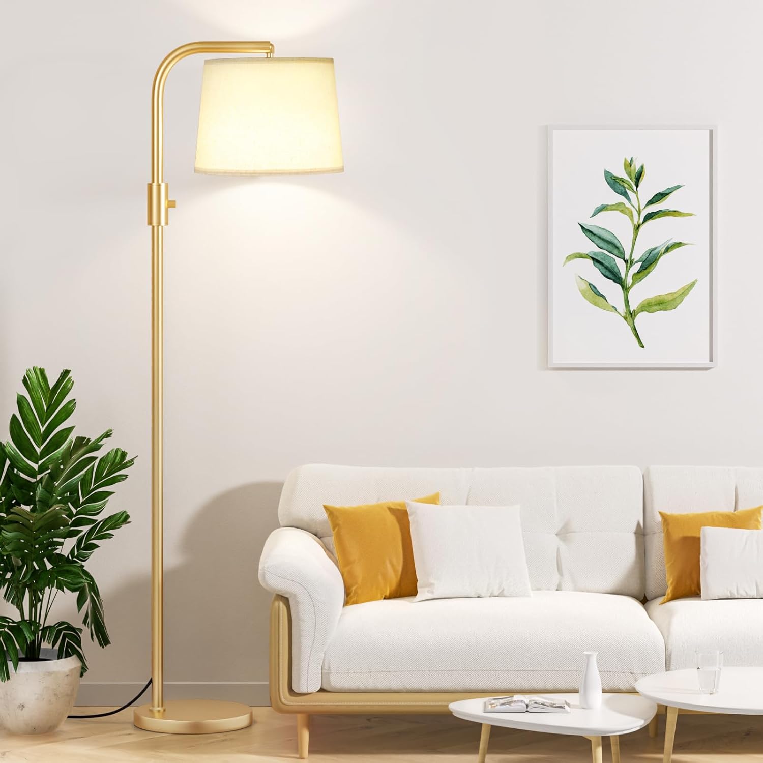 Ambimall Fully Dimmable Floor Lamp - Floor Lamps with 9W LED Bulb, Standing Lamps for Living Room with Adjust Head, Modern Standing Tall…