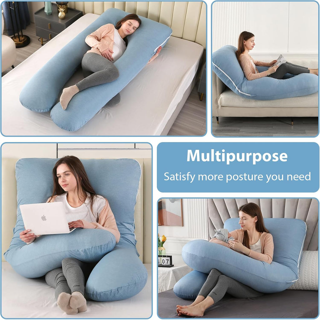 Amagoing Cooling Pregnancy Pillow for Sleeping, U Shaped Maternity Full Body Pillow for Women with Hip, Leg, Back Pain Support, Removable C…