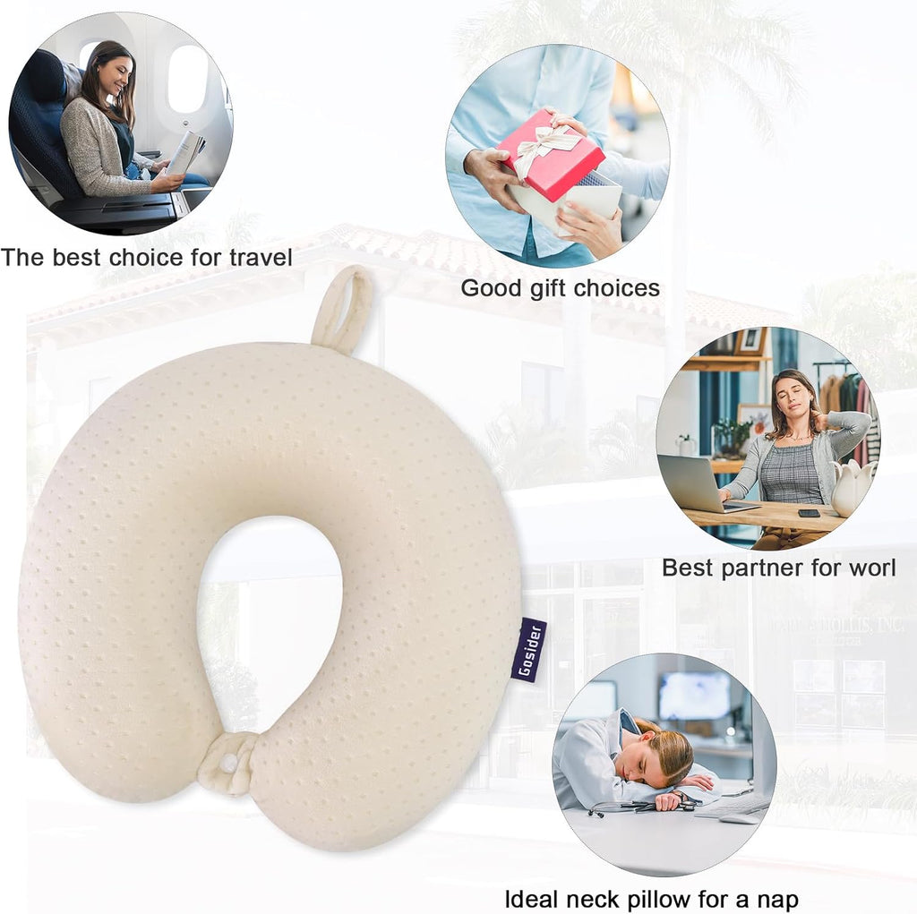 Gosider Memory Foam Neck Pillow Comfortable Travel Neck Pillow Neck and Head Support Lightweight Portable Airplane Travel Pillow for Sleepi…