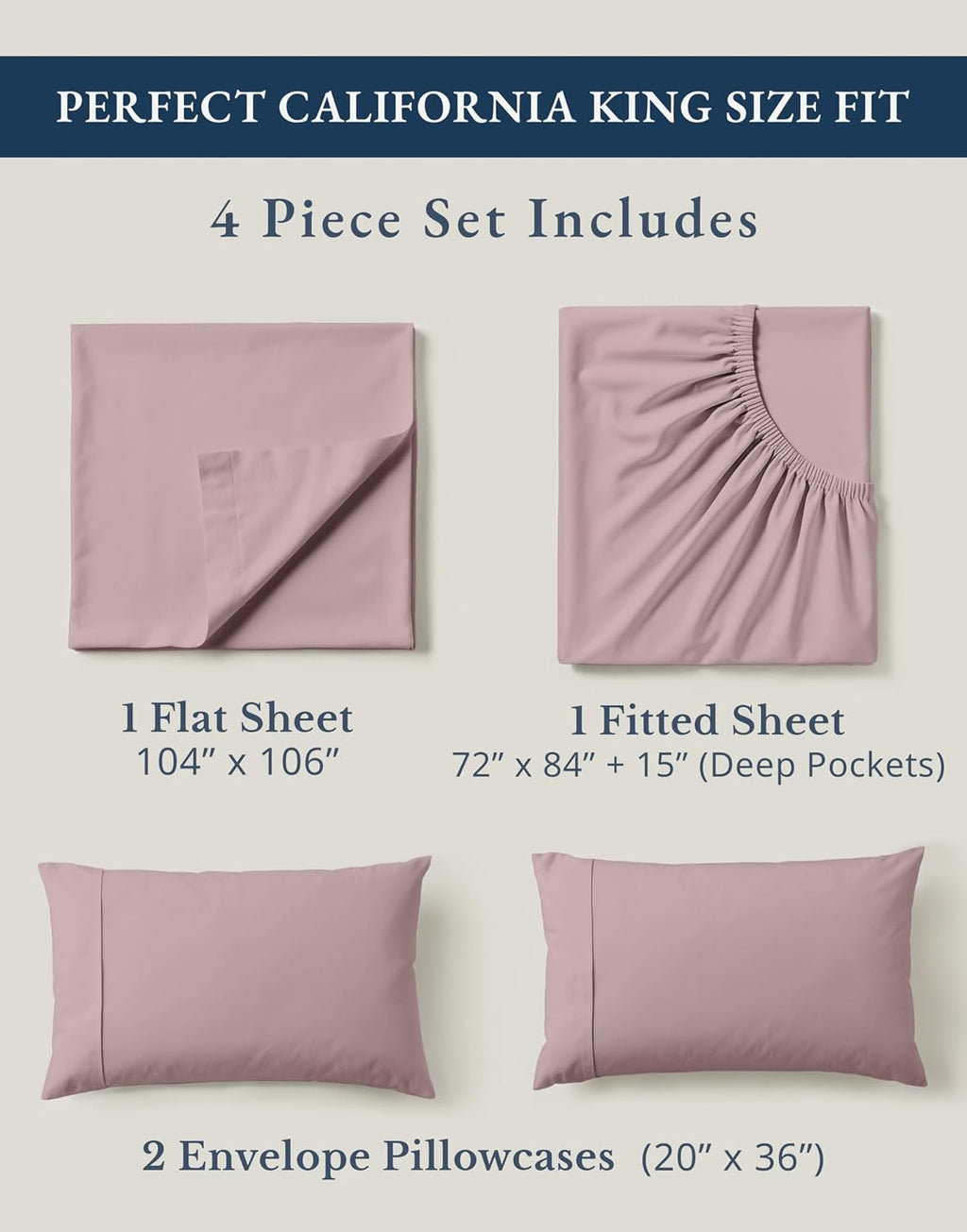 LaneLinen LANE LINEN 100% Organic Cotton Cal King Size Bed Sheets, Sustainably Produced Okeo Tex Certified California King Cotton Sheets, L…